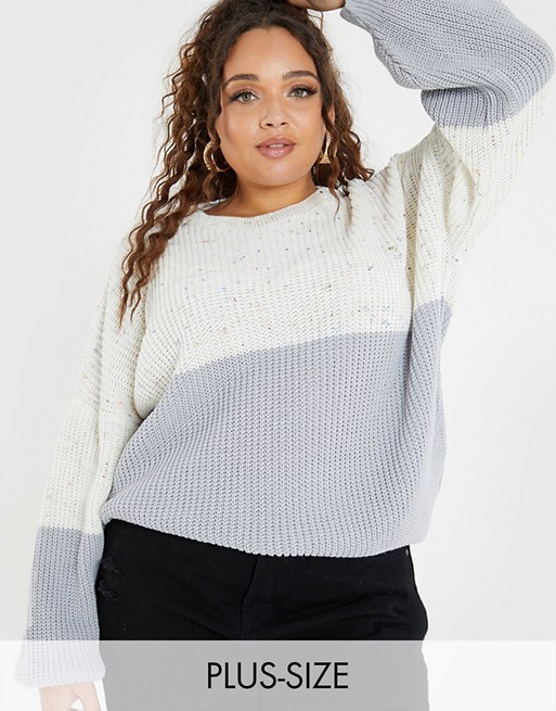In The Style Plus X Jac Jossa knitted colourblock jumper