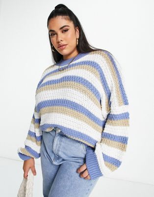 In The Style Plus x Jac Jossa knitted contrast stripe jumper in multi