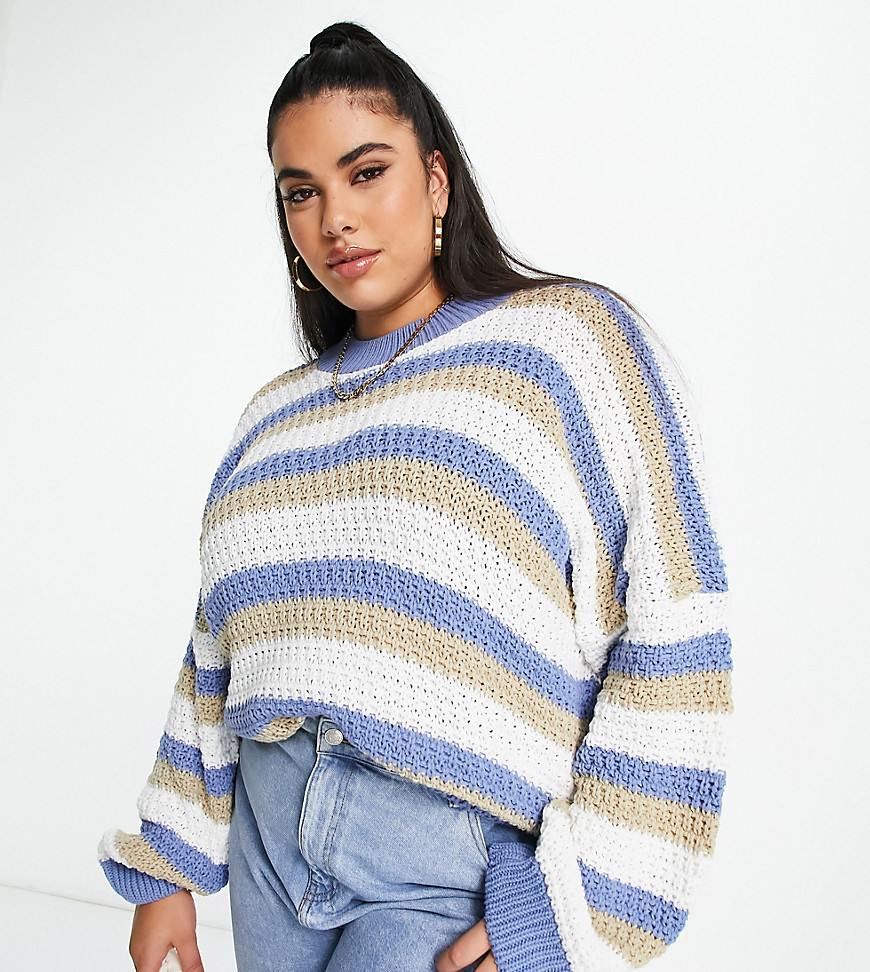 In The Style Plus x Jac Jossa knitted contrast stripe sweater in multi