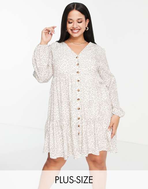 In The Style Plus x Jac Jossa mini dress with balloon sleeve in animal print