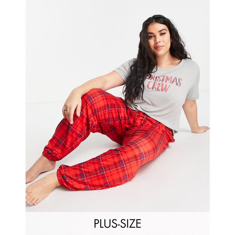 Intimo e abbigliamento notte CBu8l In The Style Plus x Jac Jossa - Pigiama con top e pantaloni rossi a quadri scozzesi