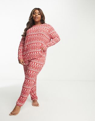 In The Style Plus x Jac Jossa pyjama set in red fairisle print