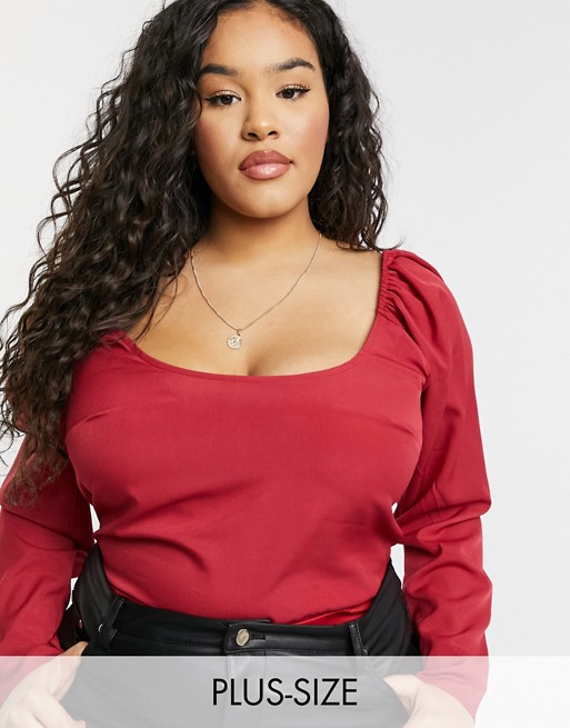 In The Style Plus x Jac Jossa scoop neck body in red