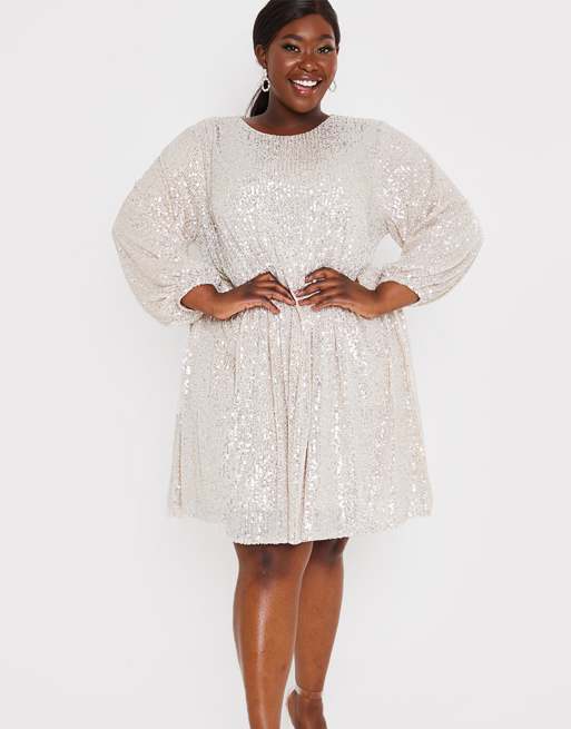 In The Style Plus x Jac Jossa – Silverfärgad smockklänning med paljetter