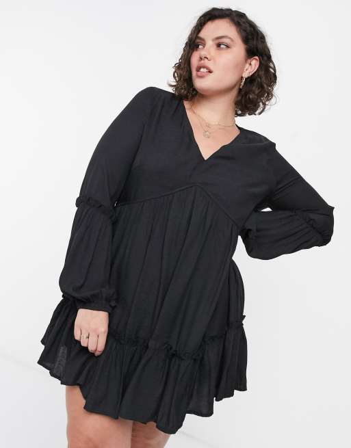 In The Style Plus X Jac Jossa - Sort tekstureret smockkjole, 4 af 4