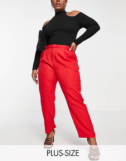In The Style Plus x Jac Jossa straight leg  trouser co-ord in red