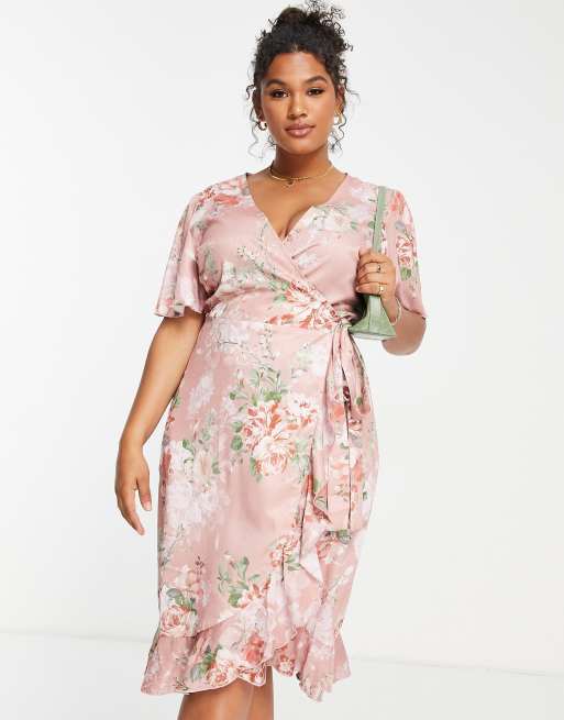 Blush floral hotsell wrap dress