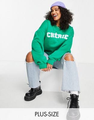 In The Style Plus x Lorna Luxe exclusive motif sweat in emerald green