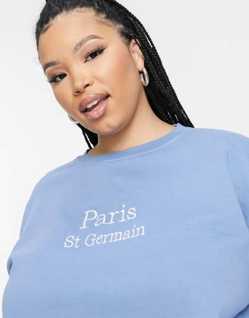 In The Style Plus x Lorna Luxe Exclusive Paris oversized sweatshirt in dusty blue