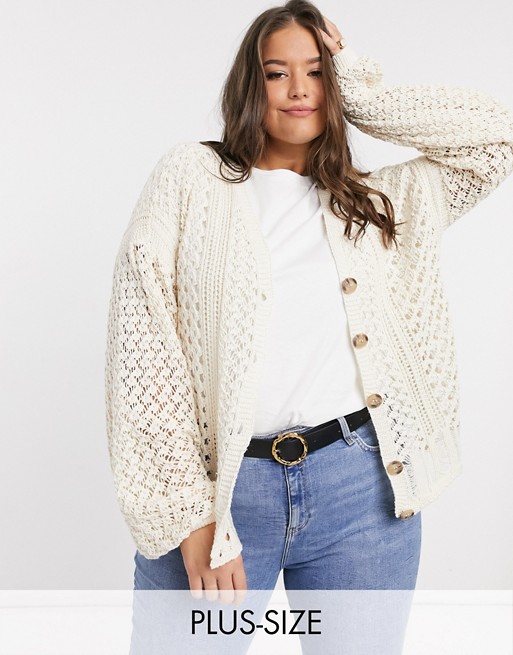 In The Style Plus x Lorna Luxe knitted cardigan in cream