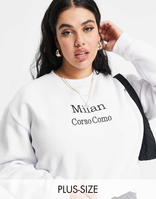 In The Style Plus x Lorna Luxe Milan oversized sweatshirt in white