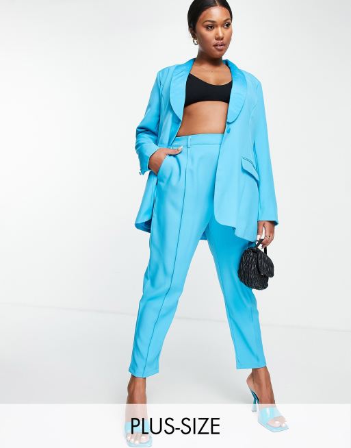 In The Style Plus x Lorna – Luxe – Niebieskie zwężane spodnie o długości do kostki – część zestawu