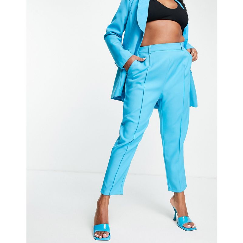 Donna nYXy2 In The Style Plus x Lorna Luxe - Pantaloni affusolati alla caviglia blu in coordinato