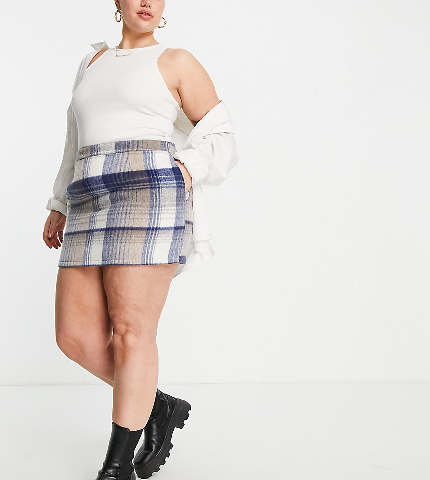 In The Style Plus x Lorna Luxe quilted aline mini skirt in blue multi - part of a set