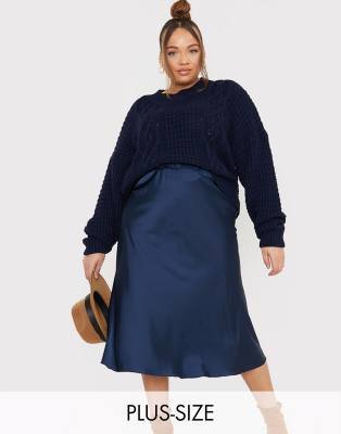 plus size midi satin skirt