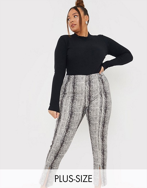 In The Style Plus x Lorna Luxe skinny trouser in faux snake print