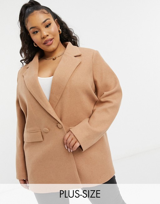 In The Style Plus x Lorna oversized blazer coat in tan
