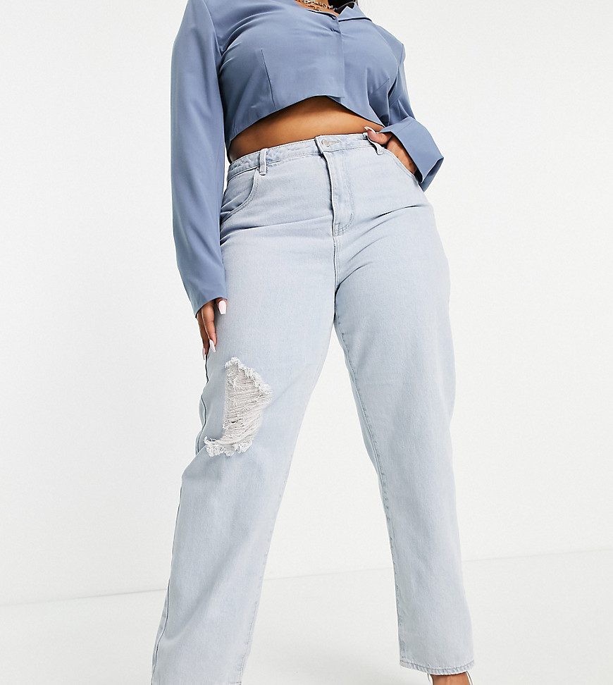 In The Style Plus x Naomi Genes exclusive dad jeans in light blue