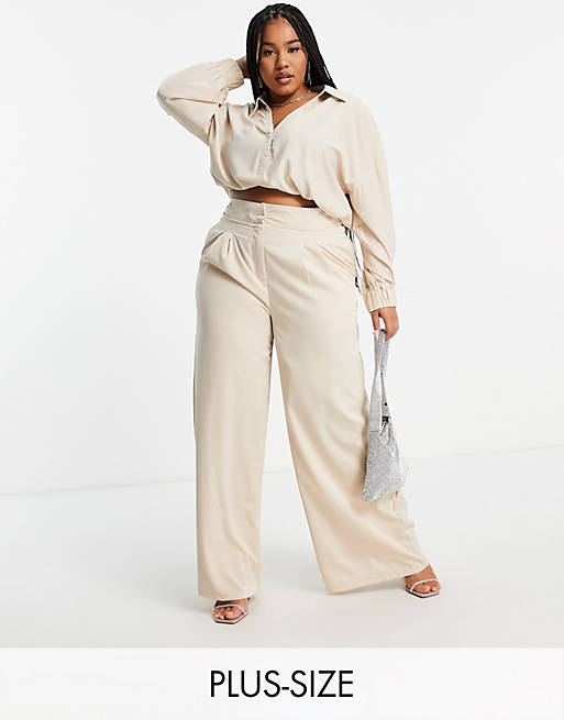 Co-ords In The Style Plus x Naomi Genes wide leg trousers co ord in cream 