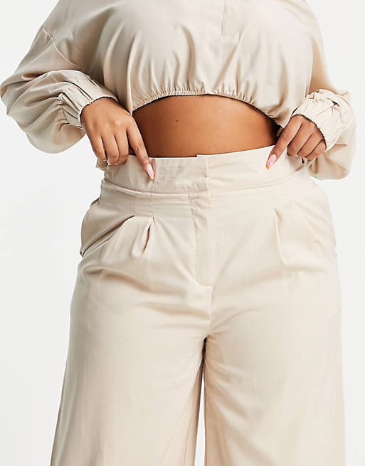 Co-ords In The Style Plus x Naomi Genes wide leg trousers co ord in cream 