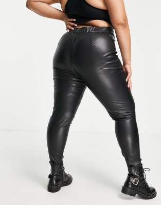 plus size leather look jeans