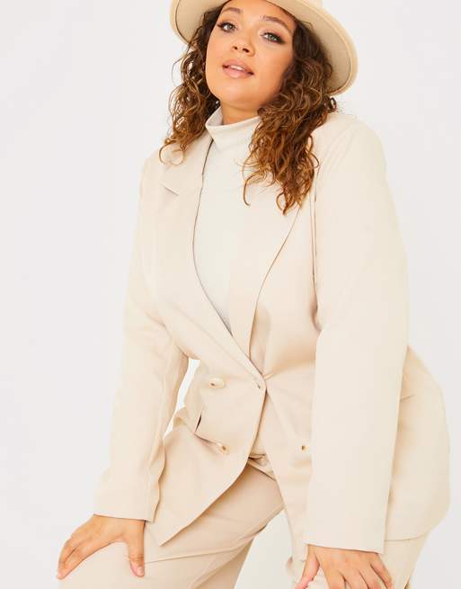In The Style Plus x Perrie Sian - Blazer de tailleur d'ensemble - Fauve
