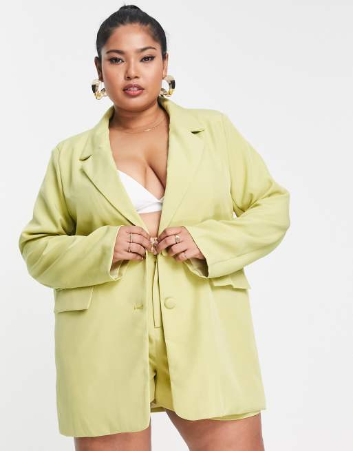 In The Style Plus x Perrie Sian – Boyfriend-Blazer in Lindgrün, Kombiteil