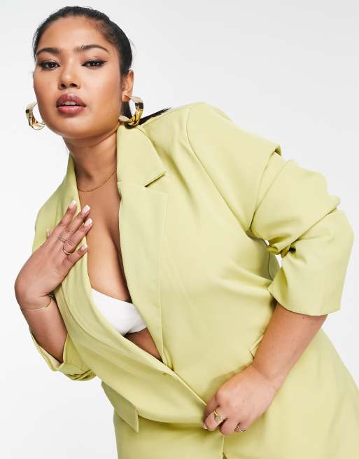 In The Style Plus x Perrie Sian – Boyfriend-Blazer in Lindgrün, Kombiteil, 3 von 4
