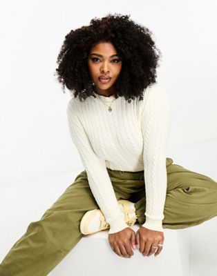 In The Style Plus x Perrie Sian cable knit body in white