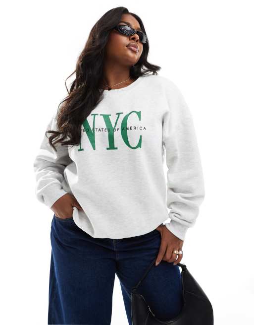 In The Style Plus x Perrie Sian exclusive NYC sweatshirt in grey | ASOS