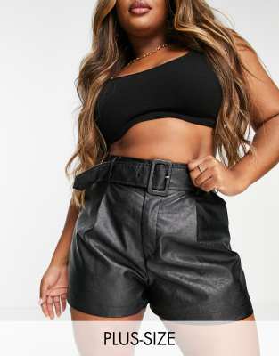 plus size leather shorts