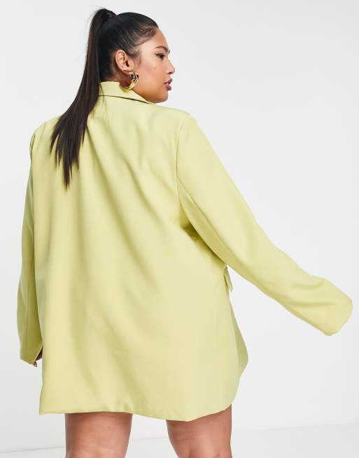 In The Style Plus x Perrie Sian – Limegrön kavaj i boyfriend-modell, del av set, 2 av 4