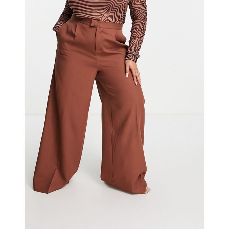 1XosX Coordinati In The Style Plus x Perrie Sian - Pantaloni a fondo ampio color cioccolato in coordinato