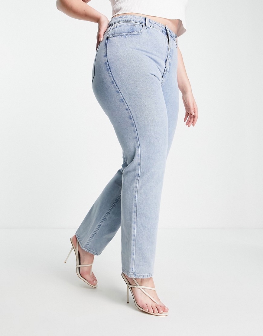 Plus-size jeans by In The Style Collaboration with influencer Perrie Sian High rise Belt loops Five pockets Straight leg