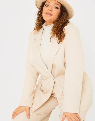 In The Style Plus X Perrie Sian Tailored Blazer In Camel - Part Of A