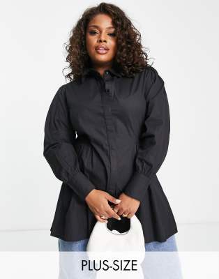 In The Style Plus x Perrie Sian - Utility-overhemd in zwart