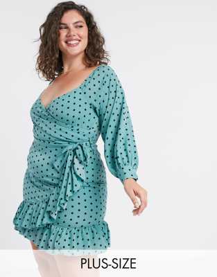 plus size green polka dot dress