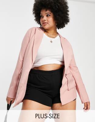 In The Style Plus x Saffron Barker relaxed blazer in pink