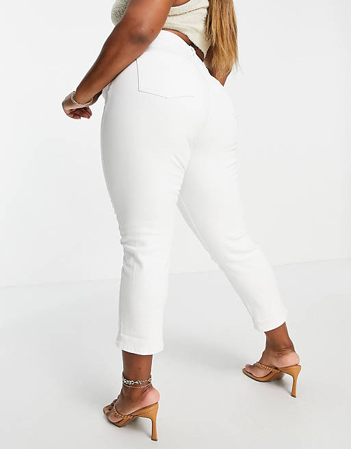  In The Style Plus x Stacey Solomon high waist denim jean in white 