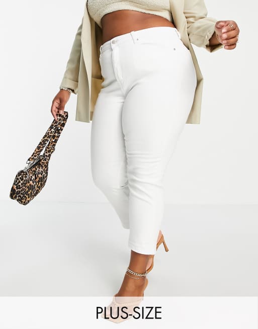 In The Style Plus x Stacey Solomon – Jeans mit hohem Bund in Weiß