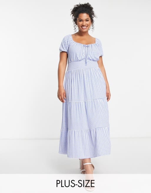 Blue gingham dress hot sale plus size