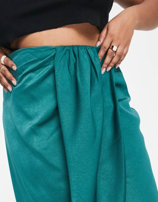 Teal wrap outlet midi skirt