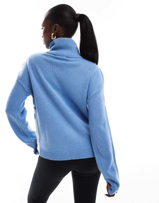 In The Style - Pull col roulé à motif Mont Blanc - Bleu, 4 de 4