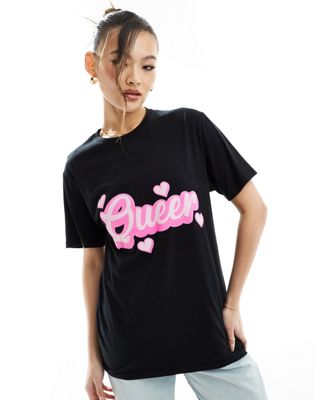 In The Style Queer slogan t-shirt in black