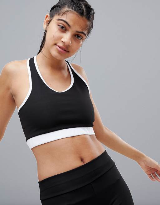 Yoga Basic Zip Up Contrast Binding Racer Back Sports Up Bra