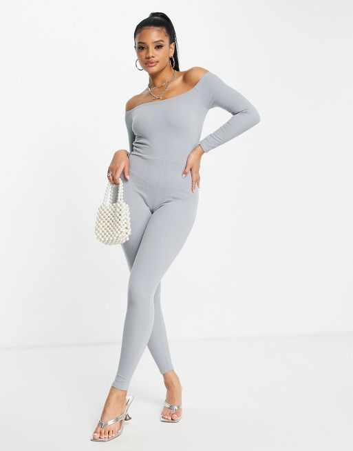 Grey bardot jumpsuit online