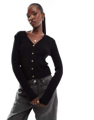 In The Style ribbed knit button through fitted cardigan