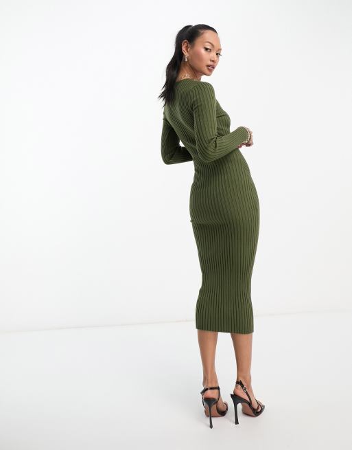 Khaki ribbed clearance dress