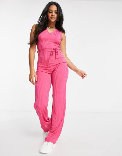 Pink store ribbed jumpsuit