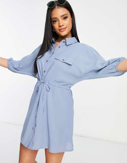 In The Style Robe chemise en lin Bleu ASOS